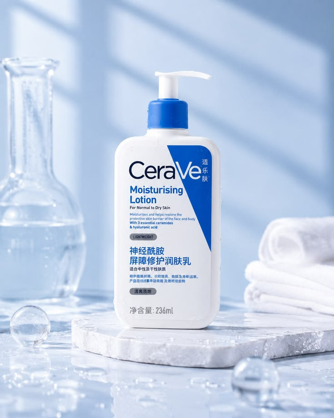 لوسیون مرطوب کننده صورت و بدن سراوی CeraVe Moisturizing Lotion حاوی هیالورونیک اسید 236 میلیلیتر