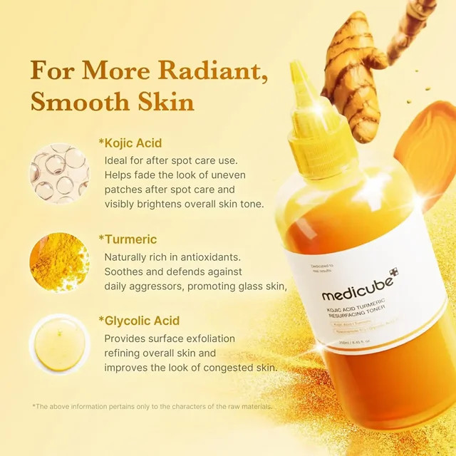 تونر روشنکننده گوجیک اسید و زردچوبه مدیکیوب مدل Kojic Acid Turmeric Resurfacing Toner حجم 250 میلیلیتر