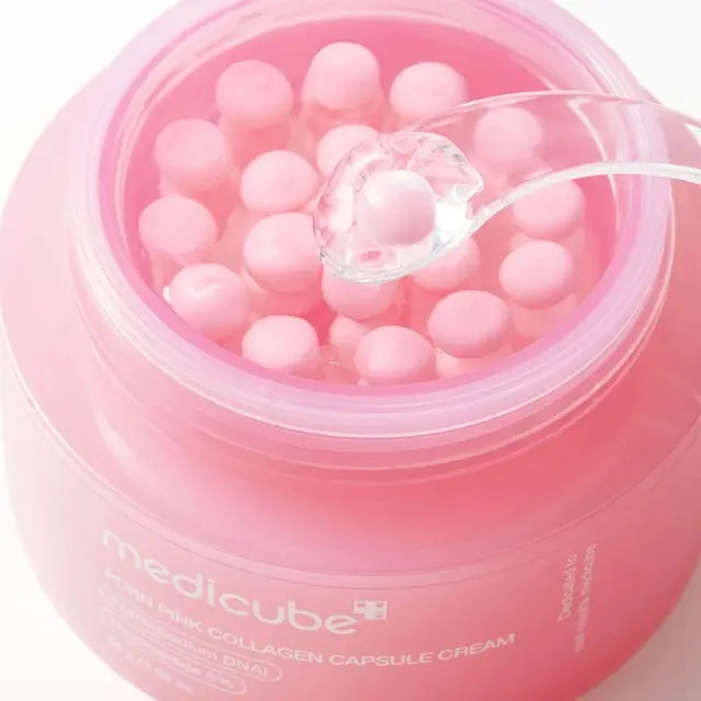 کرم کپسولی صورتی PDRN کلاژن مدیکیوب مدل Pink Collagen Capsule Cream حجم 55 گرم