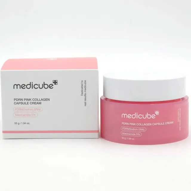 کرم کپسولی صورتی PDRN کلاژن مدیکیوب مدل Pink Collagen Capsule Cream حجم 55 گرم